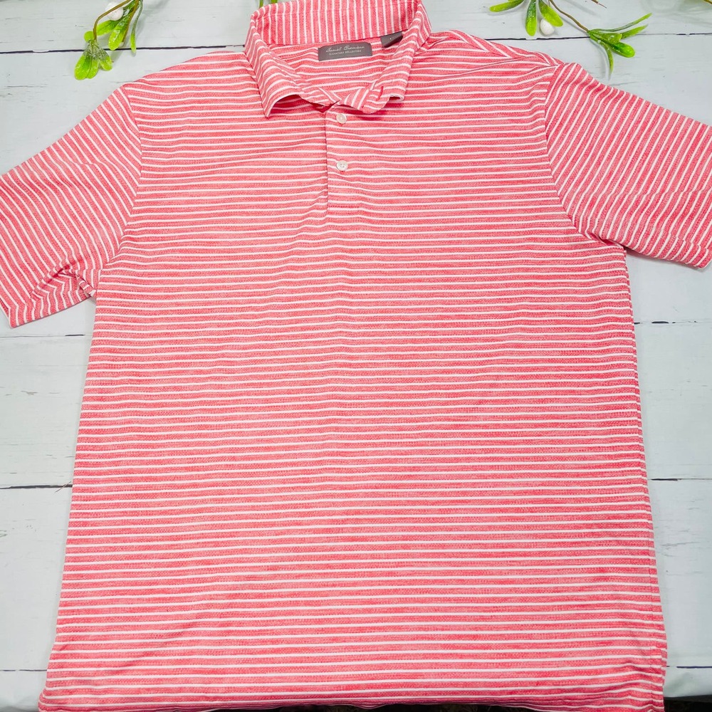 Men's Daniel Cremiean Red and White Stripe Polo Shirt - Signature Collection - Picture 1 of 7